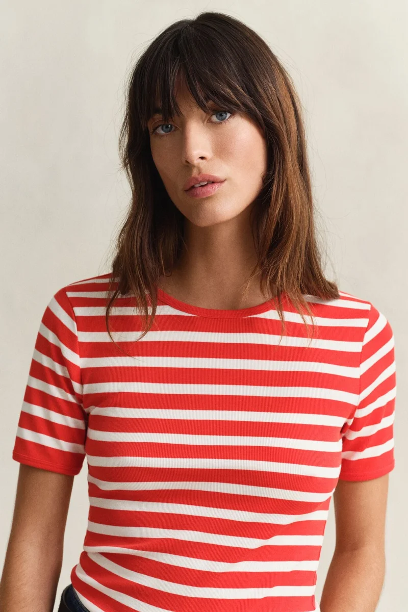 Gant  Striped Ribbed Short SleeveT-Shirt for Women | Best Price UAE